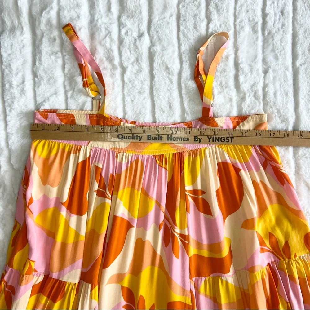 ANTHROPOLOGIE ABEL THE LABEL Sunset Floral Tiered Boho Tropical Maxi Dress Small - Picture 14 of 16